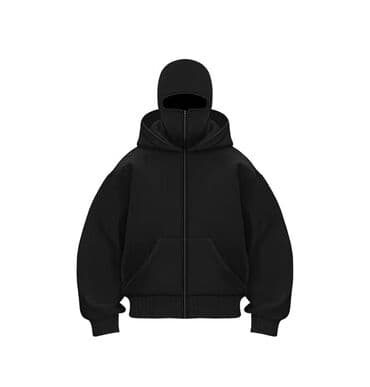 толстовка подростковый: Худи с молнией и маской-капюшоном, черное - Дизайн: объемный крой с — 1