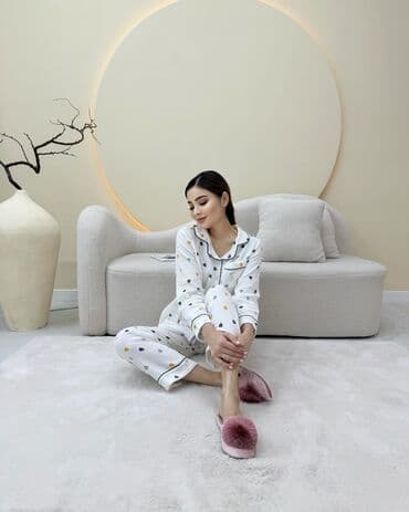 белая ночная сорочка: Пижама, Муслин, S, M, L — 2