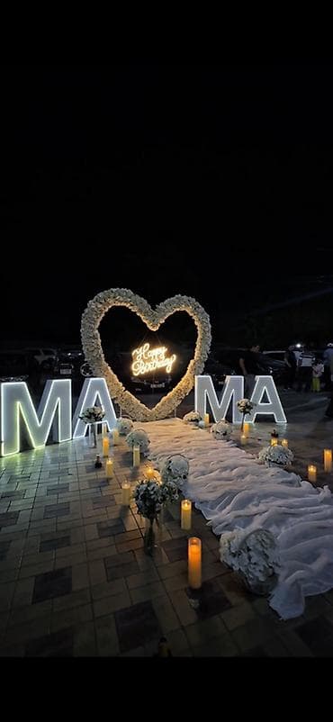 свечи декор: Объёмные световые буквы «MAMA» - Комплект из 4 отдельных букв формата — 4