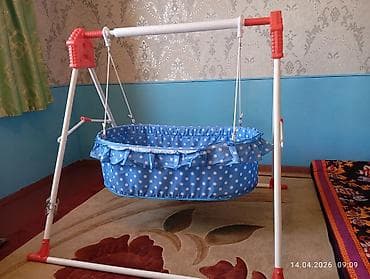 домашние качели детские: Люлька, Б/у, Качалка, Металл, цвет - Голубой — 1