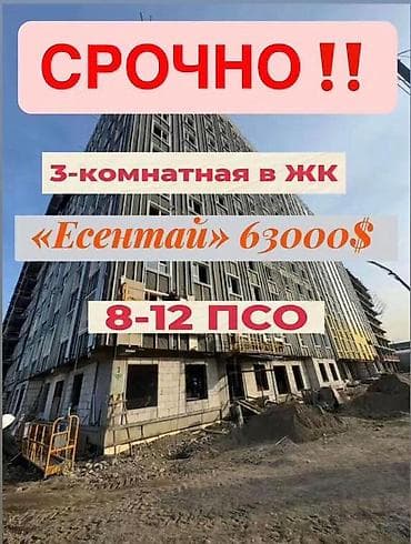 Гараждар: 3 бөлмө, 66 м², Элитка, 8 кабат, Даяр ПСО (өзү оңдоп түзөтүп бүтүү үчүн) — 1