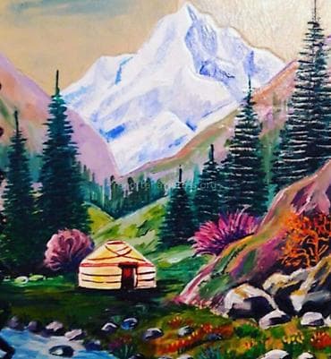 маляр покраска: Авторская роспись в жанре пейзажа - Тематика: горные пейзажи с елями — 7