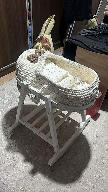 деревянная корзина: Люлька, Колыбель, Дерево, цвет - Белый — 4