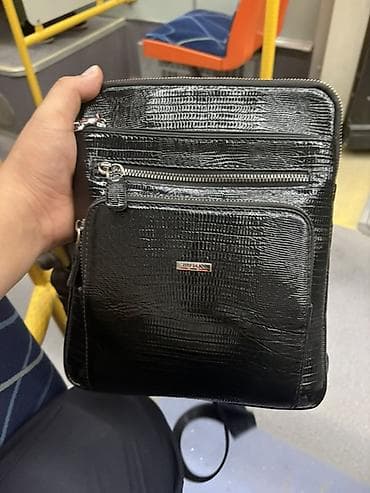 сумка томи: Сумка мужская через плечо Butun, черная - Материал: фактурная кожа — 1