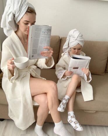 домашние халаты больших размеров: Халат, Вафельное полотно, S, XS, M — 14