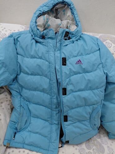 tech flis: Пуховик Adidas (оригинал) березово-голубой цвет. - Классический — 1
