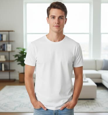 Белая базовая футболка с коротким рукавом. - Универсальный крой с at lalafo.kg Белая базовая футболка с коротким рукавом. - Универсальный крой с