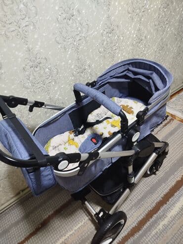 комбинезон hm детский зимний: Коляска, цвет - Голубой, Б/у — 5