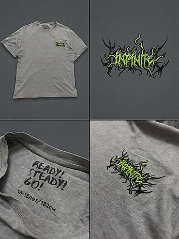 glo gang: Серая футболка GJ - Цвет: серый меланж - Принт/вышивка: контрастный — 2