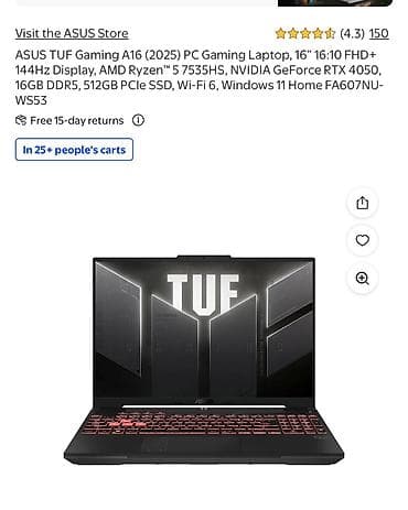 i3 4: Ноутбук ASUS Для программирования, AMD Ryzen 5, ОЗУ, RAM: 16 ГБ, ASUS TUF Gaming — 1