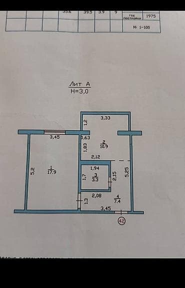 1 комната, 35 м², 105 серия, 9 этаж