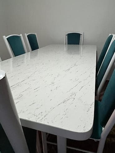 Дом и сад: Кухонный стол и стул, Б/у, Самовывоз, цвет - Белый — 4