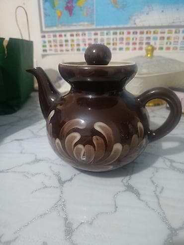 большой самовар: Набор керамической посуды в традиционном стиле, коричневая глазурь с — 4