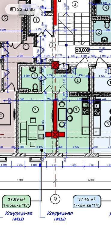 боталиев: 1 комната, 38 м², Филармония Элитка, 3 этаж, Евроремонт — 3