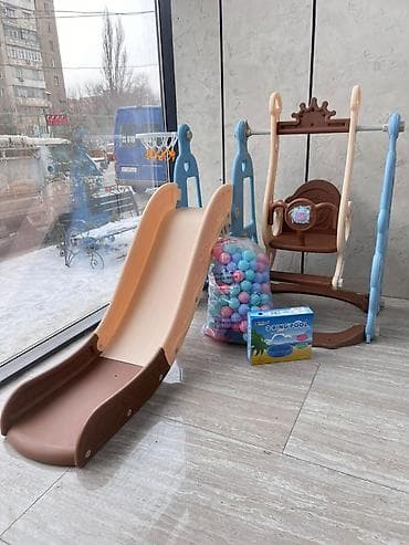 Игровые комплексы: Детский игровой комплекс 5-в-1 для дома: - Горка со ступеньками и — 7