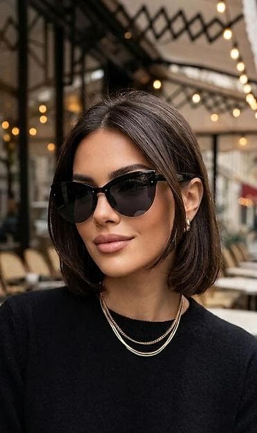 smart sensor: Солнцезащитные очки «кошачий глаз» в классическом чёрном цвете. - — 1