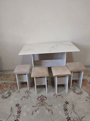 мебельный цех адреса: Кухонный стол и стул, Новый, Платная доставка, цвет - Белый — 5