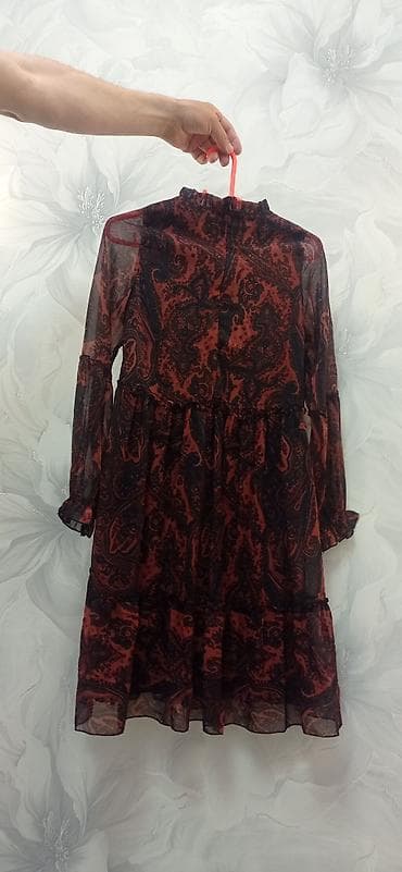 платья короткие: Повседневное платье, Осень-весна, Короткая модель, Шифон, Трапеция — 2