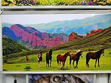 small table: Картины в рамах с изображением лошадей. Размер 120х65см - Комплект из — 4