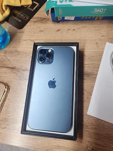 IPhone 12 Pro, Б/у, 128 ГБ, Pacific Blue, Защитное стекло, Чехол, Кабель, 100 %
