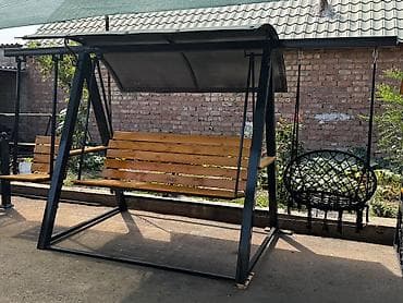 скамейки б у: Садовые качели Металл, Со спинкой, С крышей — 3