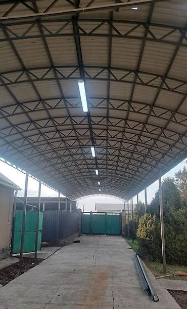 металический забор: Навес, Арочный, Металл, Профнастил, Установка — 3