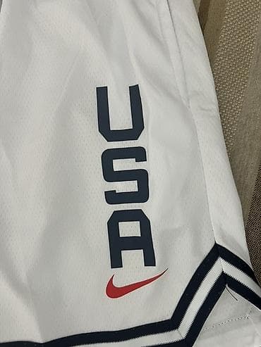 Личные вещи: Баскетбольные шорты USA Basketball - Цвет: белый с темно‑синими — 2