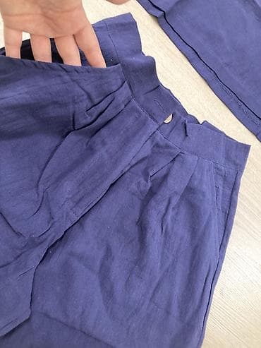 Джинсы: Брючный костюм, Палаццо, Топ, Китай, Лен, Лето — 4