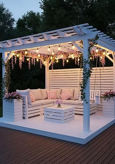 Үй жана бакча: Пергола, Жыгач, Өзүнчө турган, Камтылган арткы жарык, Жаңы, Орнотуу — 8