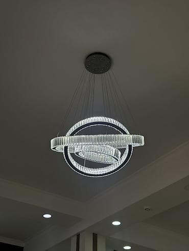 Люстры: Подвесная LED-люстра с кристаллами, дизайнерская - Конструкция: три — 4