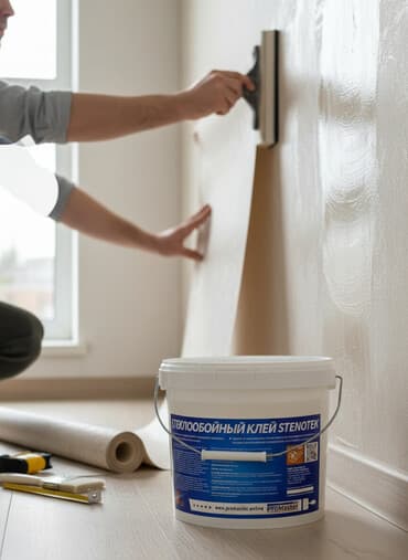 трансферная бумага: Клей для обоев Stenotek в белом пластиковом ведре с металлической — 1
