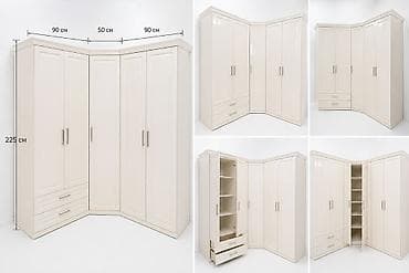 мебель камод: Угловой гардеробный комплект + кровать в классическом стиле, цвет — 1