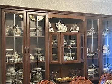 Буфеты: Шкаф‑горка/буфет для гостиной с витринами - Материал: ЛДСП под темный — 3
