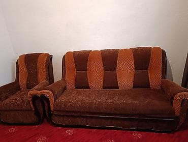 чехлы на диван и кресла: Комплект мягкой мебели, цвет - Коричневый — 2