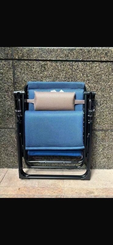 лежак для бассейна: Складное кресло-шезлонг синего цвета с регулируемой спинкой и — 3