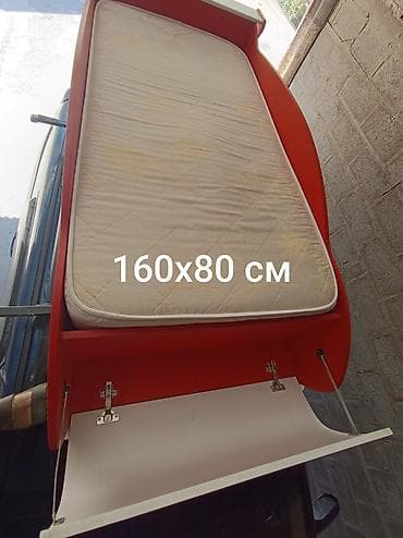 кровать машинка с матрасом: Кровать-машинка, Б/у, ЛДСП — 3