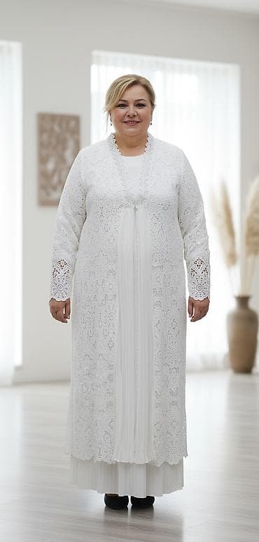 Вечернее платье, Длинная модель, Шифон, С рукавами