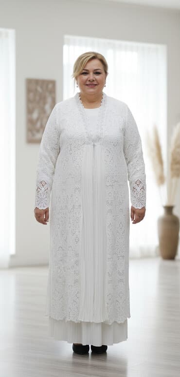 шикарные вечерние платья для полных: Вечернее платье, Длинная модель, Шифон, С рукавами — 1