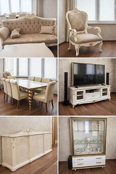 Гарнитур для зала, Б/у, Стул, Кресло, Комод, цвет - Бежевый at lalafo.kg Гарнитур для зала, Б/у, Стул, Кресло, Комод, цвет - Бежевый