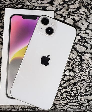 IPhone 14, Б/у, 128 ГБ, Белый, Коробка, 79 %