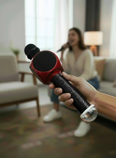 Беспроводной караоке‑микрофон с встроенной колонкой и светомузыкой - at lalafo.kg Беспроводной караоке‑микрофон с встроенной колонкой и светомузыкой -