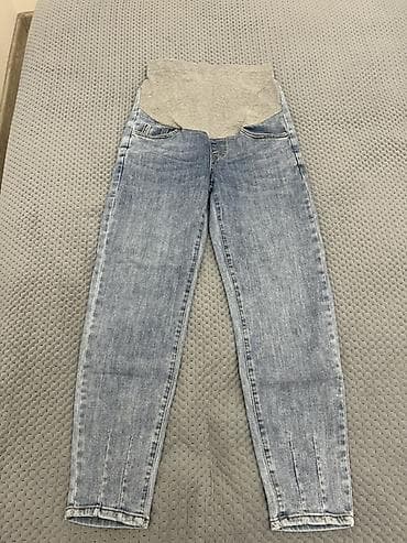 Джинсы для беременных, размер 27 - Светло-голубой деним с эффектом