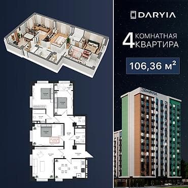 продажа квартир под псо: 4 комнаты, 107 м², Элитка, 10 этаж, Готовая ПСО (под самоотделку) — 3