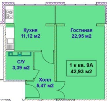 открыть квартиру: 1 комната, 43 м², 107 серия, 3 этаж, ПСО (под самоотделку) — 5