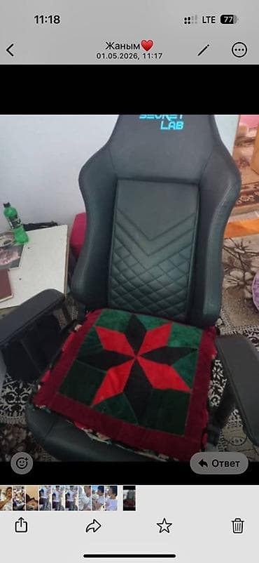 кресло с откидной спинкой и подставкой для ног: Игровое кресло, С колесиками, цвет - Черный, Экокожа — 2