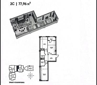 2 комнаты, 78 м², Элитка, 16 этаж, ПСО (под самоотделку) — 3