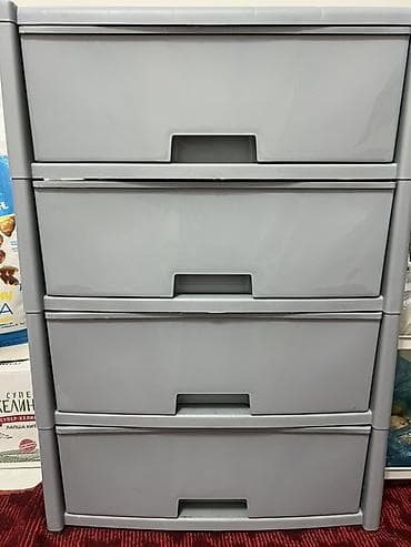 комод пластиковый узкий: Комод для одежды, Без зеркала, Пластик, цвет - Серый — 1