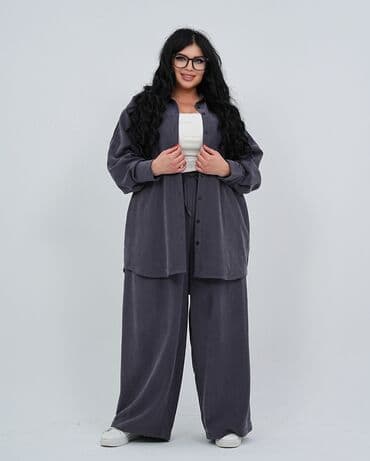 купить спортивный костюм женский недорого от производителя: Брючный костюм, Прямые, Рубашка, Осень-весна — 4