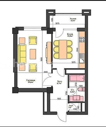 1 комната, 48 м², Элитка, 16 этаж, Готовая ПСО (под самоотделку)
