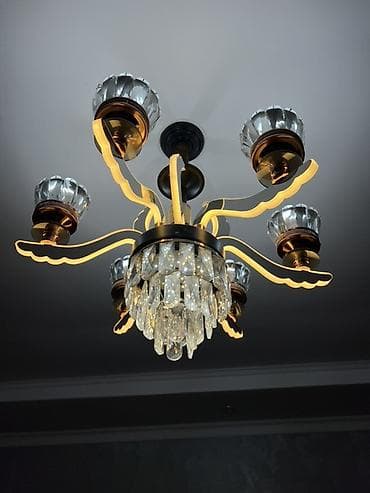 Люстры: Потолочная люстра с LED‑подсветкой и хрустальным каскадом - — 1